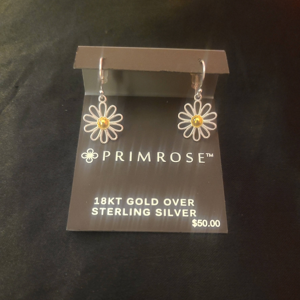 Gold and Silver Flower Earrings